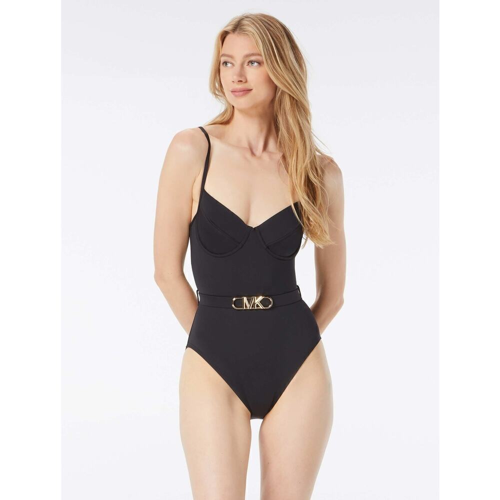 MICHAEL Michael Kors Underwire One Piece Swimsuit Sleeveless Black Size 6 NWOT